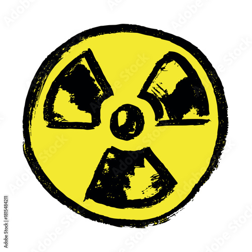 Hand drawn radiation sign Nuclear radiation hazard symbol Radioactive danger warning sign clipart in doodle style Nuclear safety Radioactive waste Single element for print, web, design, decor