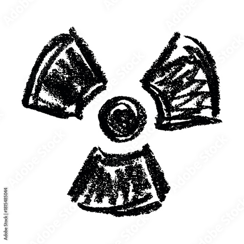 Hand drawn radiation sign Nuclear radiation hazard symbol Radioactive danger warning sign clipart in doodle style Nuclear safety Radioactive waste Single element for print, web, design, decor
