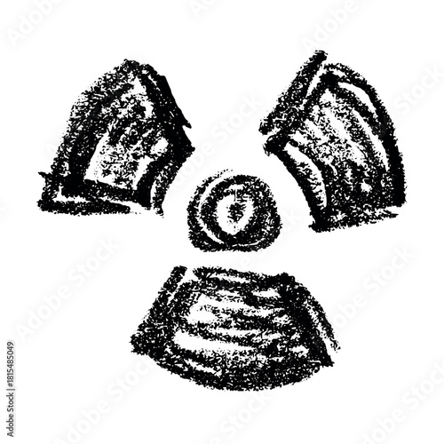 Hand drawn radiation sign Nuclear radiation hazard symbol Radioactive danger warning sign clipart in doodle style Nuclear safety Radioactive waste Single element for print, web, design, decor