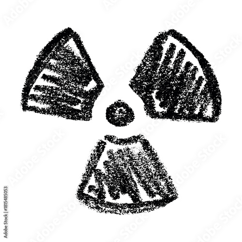 Hand drawn radiation sign Nuclear radiation hazard symbol Radioactive danger warning sign clipart in doodle style Nuclear safety Radioactive waste Single element for print, web, design, decor