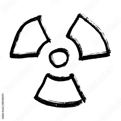 Hand drawn radiation sign Nuclear radiation hazard symbol Radioactive danger warning sign clipart in doodle style Nuclear safety Radioactive waste Single element for print, web, design, decor