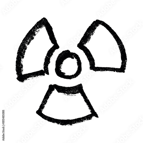 Hand drawn radiation sign Nuclear radiation hazard symbol Radioactive danger warning sign clipart in doodle style Nuclear safety Radioactive waste Single element for print, web, design, decor