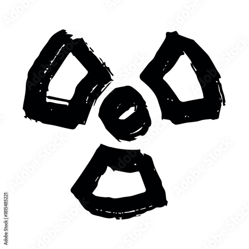 Hand drawn radiation sign Nuclear radiation hazard symbol Radioactive danger warning sign clipart in doodle style Nuclear safety Radioactive waste Single element for print, web, design, decor