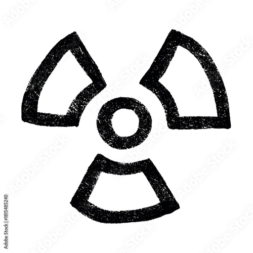 Hand drawn radiation sign Nuclear radiation hazard symbol Radioactive danger warning sign clipart in doodle style Nuclear safety Radioactive waste Single element for print, web, design, decor