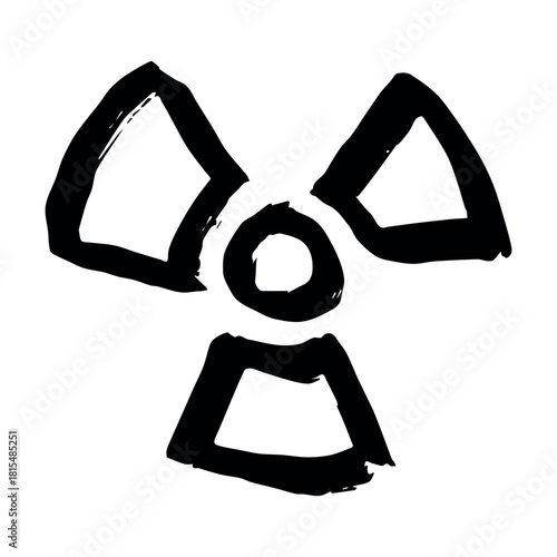 Hand drawn radiation sign Nuclear radiation hazard symbol Radioactive danger warning sign clipart in doodle style Nuclear safety Radioactive waste Single element for print, web, design, decor