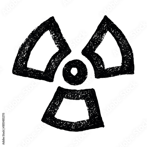 Hand drawn radiation sign Nuclear radiation hazard symbol Radioactive danger warning sign clipart in doodle style Nuclear safety Radioactive waste Single element for print, web, design, decor
