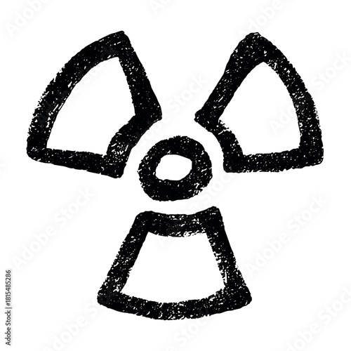 Hand drawn radiation sign Nuclear radiation hazard symbol Radioactive danger warning sign clipart in doodle style Nuclear safety Radioactive waste Single element for print, web, design, decor