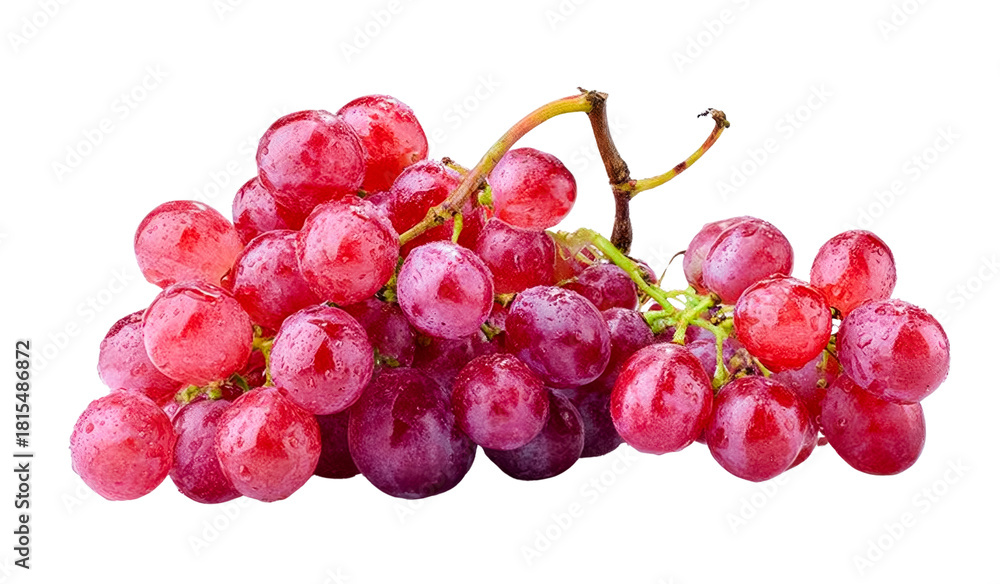 Fototapeta premium red grapes bunch isolated on transparent background.