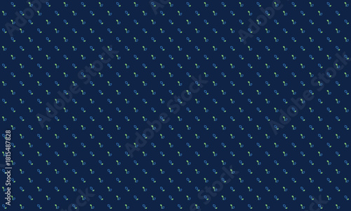 Geometric seamless pattern with abstract mini leaf in blue and light green on dark blue background. Vector illustration, for masculine shirt cloth casual cover decoration textile wallpaper all over 