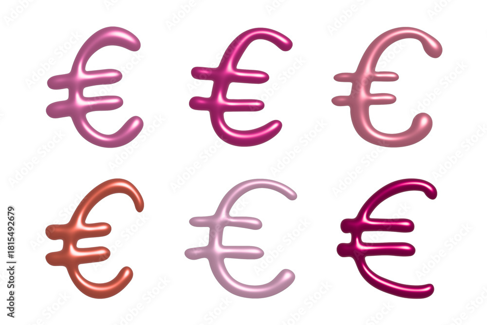 Obraz premium Set of 3d euro currency symbol Elements for design