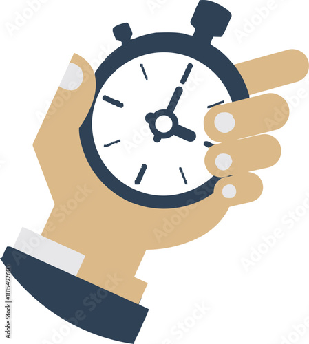 Hand Holding Stopwatch Time Management, Measuring Performance and Speed Concept