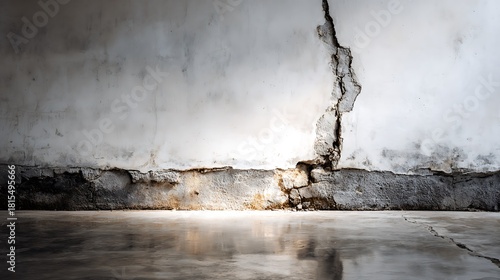 Cracked Wall and Concrete Floor Background with Reflected Light Spot