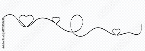 Heart and love swirl divider. Hand drawn sketch doodle style. Line scribble heart thread vector illustration. Love and wedding concept. Heart icon hand drawn Heart continuous red line drawing one line