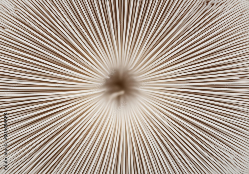 Fototapeta premium Delicate ribbed mushroom gills forming an intricate natural radial pattern