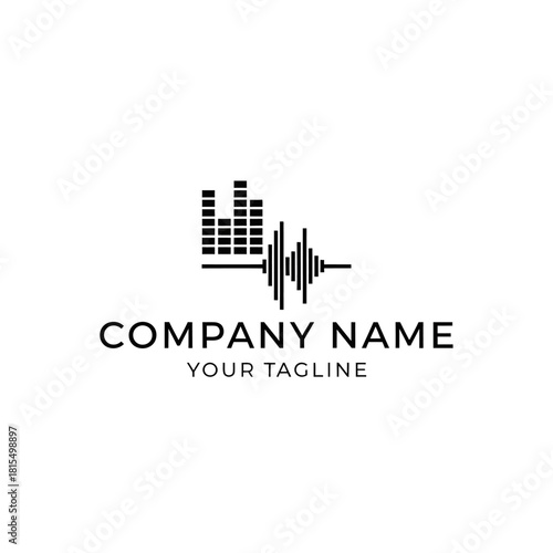 Modern Audio Waveform and Equalizer Logo Design Concept.
