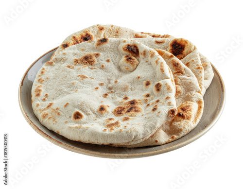 Freshly Baked Round Pita Bread Served on a Plate Steaming in a Warm Culinary Setting