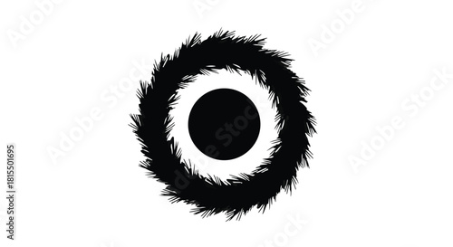 Abstract circular graphic with textured edges and a central solid circle against a white background.