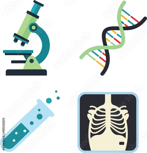 Modern Flat-Style Medical Diagnostic Icons Set