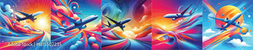 vector image of an airplane with background