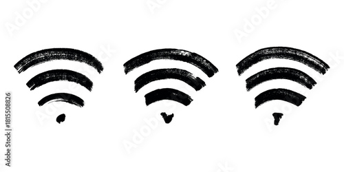 Set of hand drawn free wifi spot zone sign Public wi-fi area sign Wireless internet clipart in doodle style Single element for print, web, design, decor 3G, 4G, 5G, 6G, IoT