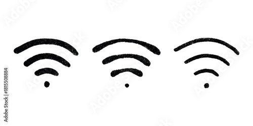 Set of hand drawn free wifi spot zone sign Public wi-fi area sign Wireless internet clipart in doodle style Single element for print, web, design, decor 3G, 4G, 5G, 6G, IoT