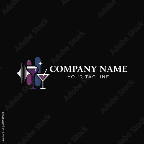 Elegant cocktail logo design for a sophisticated bar and lounge establishment.