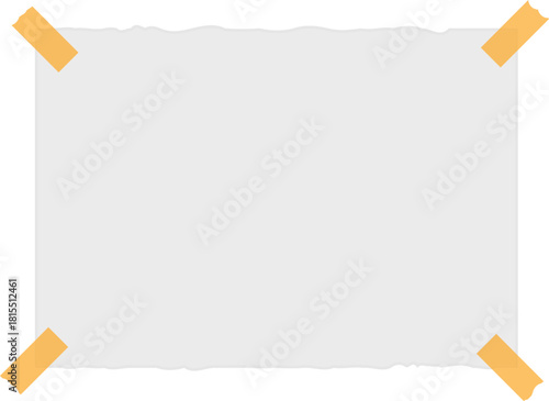 모서리에 테이프가 붙은 빈 메모지