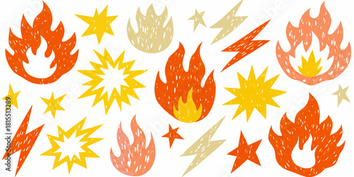 Ignite Your Creativity with Fire, Lightning, and Stars - Dynamic Energy for Design, Bold Patterns and Explosive Visuals Ready to Download Now