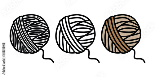 Hand-Drawn Yarn Ball Illustration. Craft and Knitting Clipart. Knitting and Crochet Graphic Design