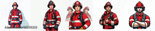  vector image of a man wearing a firefighter uniform on a white background