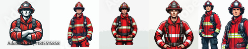  vector image of a man wearing a firefighter uniform on a white background