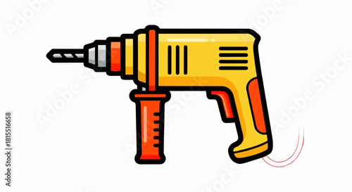 Electric drill machine cartoon icon