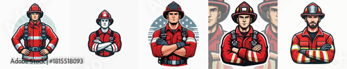  vector image of a man wearing a firefighter uniform on a white background
