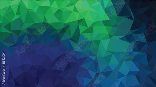  Abstract Dark Green and Blue Low-Poly Geometric Triangle Background