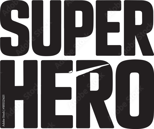Superhero Text With Bold Black Letters And White Slash Detail Keywords: superhero, text, words
