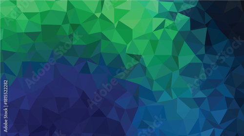 Abstract Dark Green and Blue Low-Poly Geometric Triangle Background