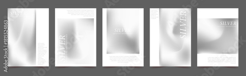 Silver mirror gradient background. Shiny foil texture and abstract metal surface. Chrome or steel reflection effect. Vector illustration.