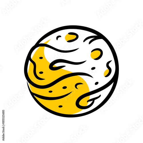 A Yellow and Black Yin Yang Symbol with Abstract Elements