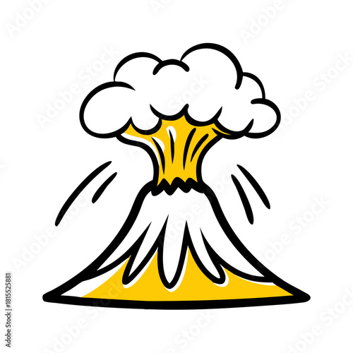 Cartoon volcano erupting with lava in vibrant vector style