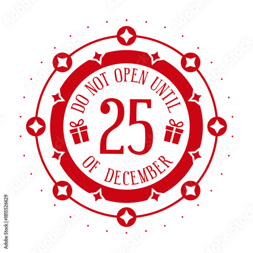 Christmas round stamp design template. Christmas decorative element for handmade gifts. Vector illustration on white background	
