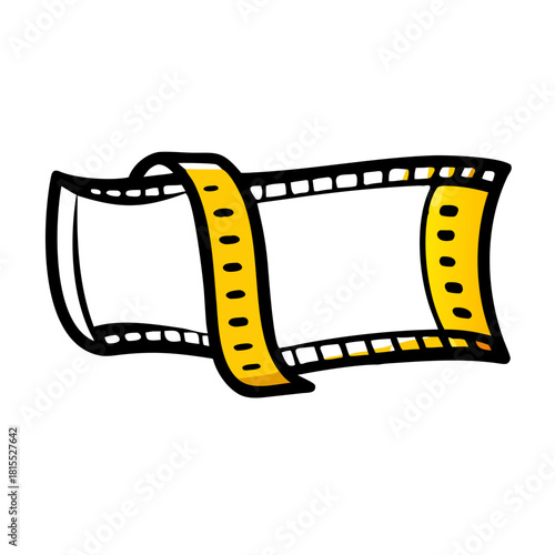 Cartoon Yellow Film Strip Element Against a Black Background