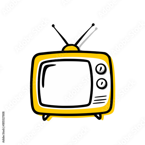 Cartoon TV Illustration of an Old Television Set