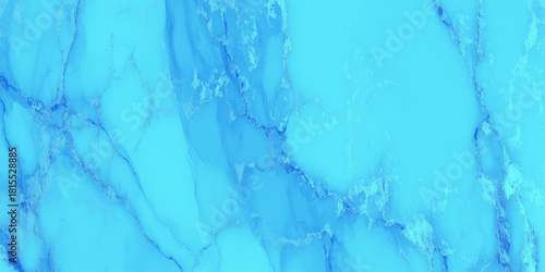 Abstract turquoise blue marble texture background with swirling ink and silver metallic veins for wall decor.