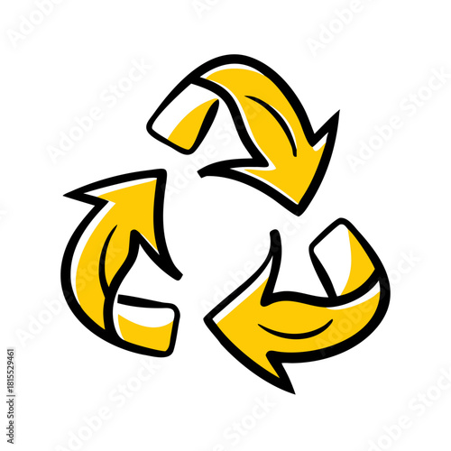 A Yellow Compost Recycling Symbol on Black Background