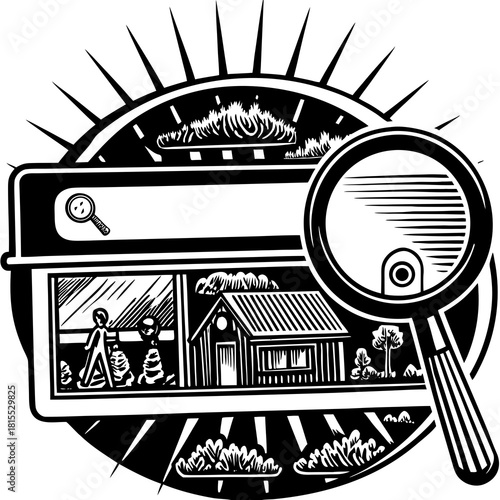 Magnifying Glass Icon Over Internet Search Engine