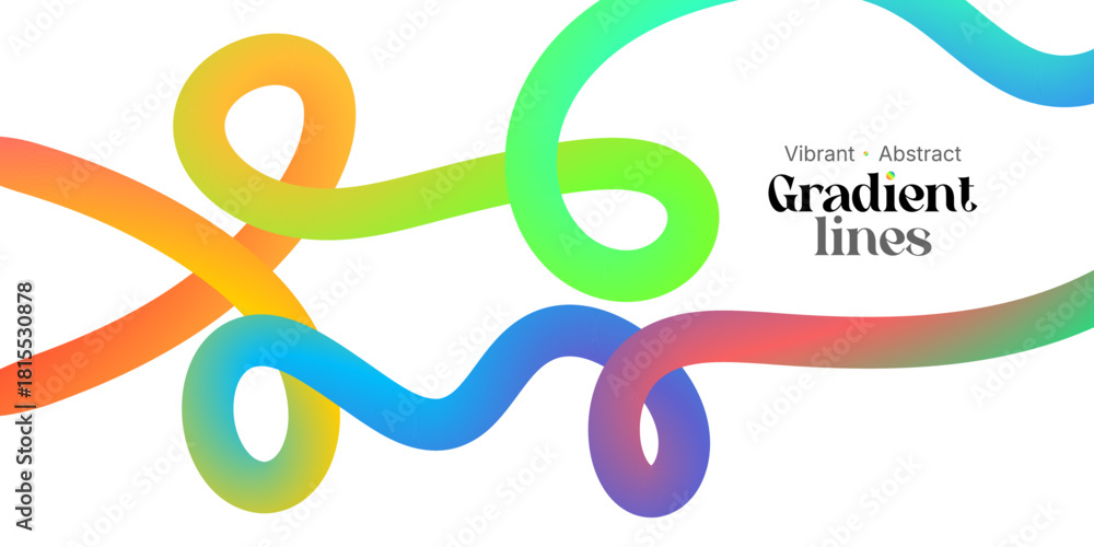 Naklejka premium Curve rainbow ribbons forming wave color lines pattern with abstract gradient line shapes ideal for vibrant creative modern digital design and artwork uses