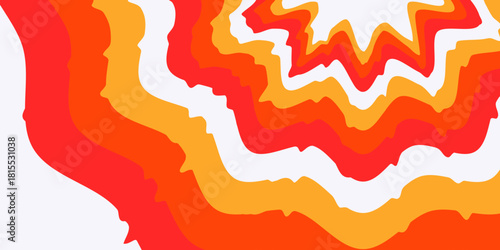 Bold psychedelic contour pattern with wavy layered shapes and vibrant curves creating a colorful flowing abstract background for modern graphic design use