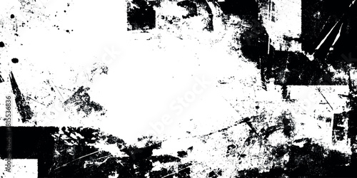 Black Ink Splatter and Scratch Overlay Texture on Transparent Background Vector Grunge Distress Abstract Graphic Element.