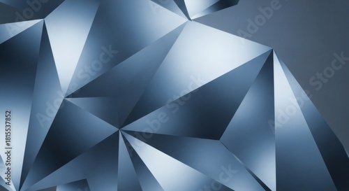 Abstract background of a faceted geometric surface with sharp lines and a cool metallic blue sheen.