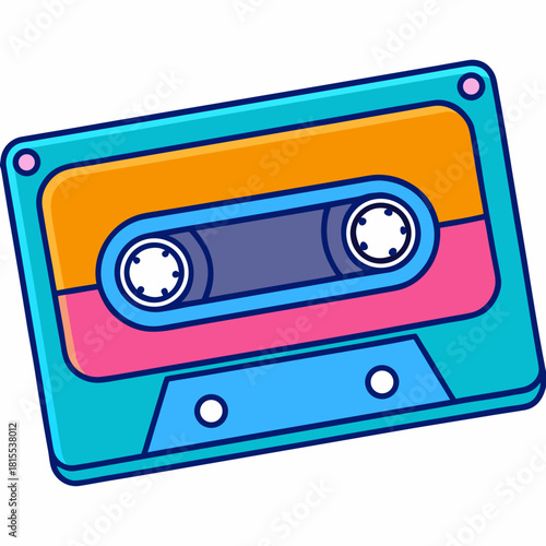 Cartoon Cassette Tape with Vibrant Colors and Graphic Design